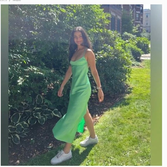 ZARA Mint Green Satin Effect Open Back Midi Maxi Dress $59.90 - Picture 10 of 17